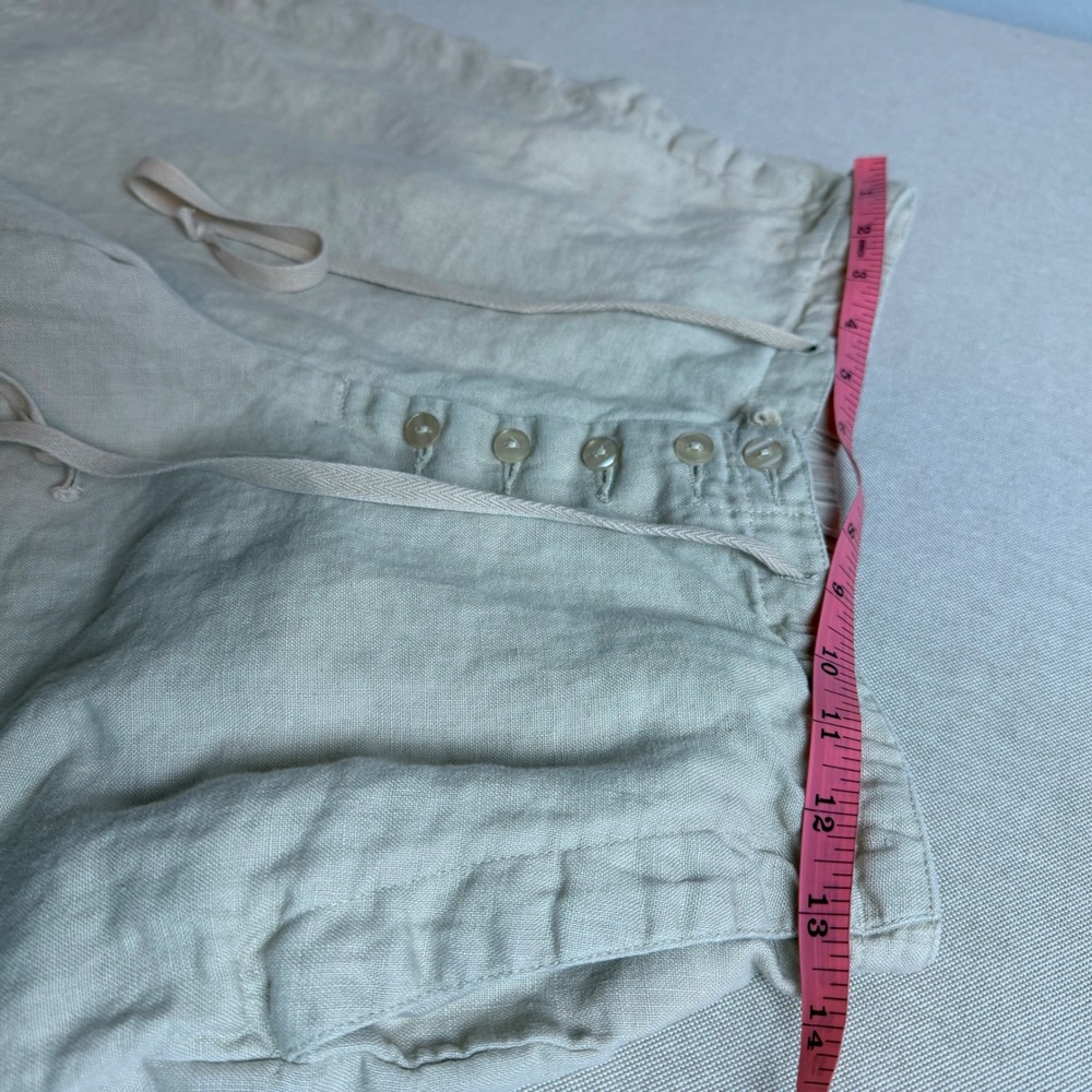 Chadwick's Womens 100% Linen Shorts Beige Button Front Drawstring Size 10 - Picture 5 of 9